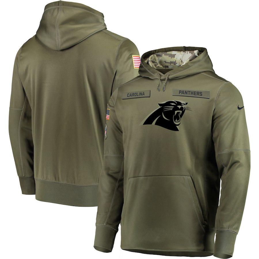 Men Carolina Panthers Nike Olive Salute To Service KO Performance Hoodie Green